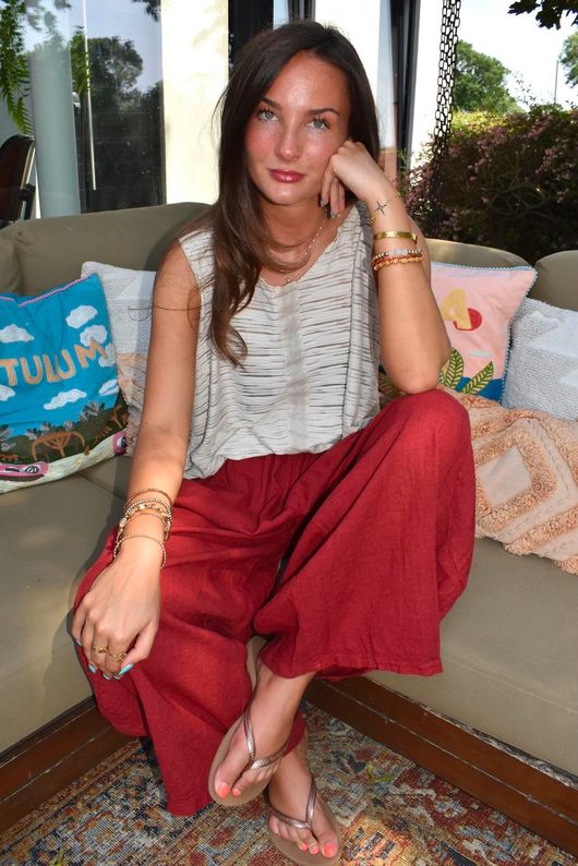 Sandbar Linen Blend Barrel Culotte Pant Rioja